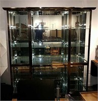 LARGE CHROME GLASS AND BRASS DISPLAY CABINET