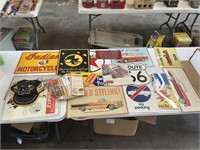 Lot  of Vintage Tin signs and collectibles