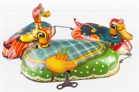 Tin Litho Wind-Up Duck Pull Toy