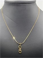 14k Diamond & Yellow Gold Pendant & 14k Necklace