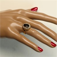 14K gold gemstone and bead pearl ring size 5, 5.3
