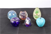 Six Glass Paperweights