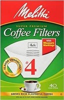 Melitta 4 Cone Coffee Filters, White, 40 Total