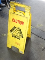 Plastic caution sign