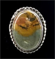 Plume Agate Sterling Silver Ring