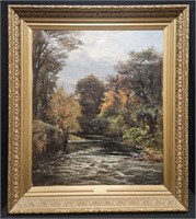 "The Esk" by James Smetham Oil on Canvas