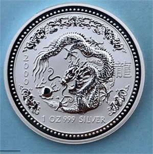 2000 Australia Year of the Dragon Silver Dollar