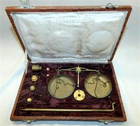 1800's Miners Traveling Brass Gold Scale In Case