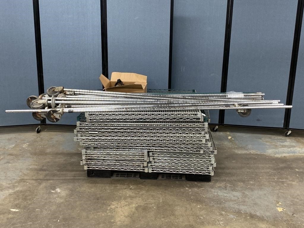 30+ NSF Wire Metal Shelves W/ 28 - 7’ Poles