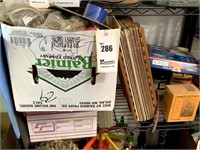 Shelf of Craft Supplies Including: