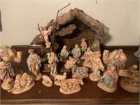 Large nativity set with manger