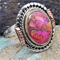 925 SILVER SPINY OYSTER TURQUOISE RING SZ 8.5