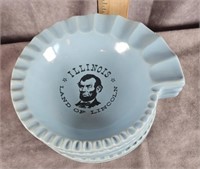 5 ILLINOIS LAND OF LINCOLN ASHTRAYS