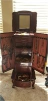 Large Mahogany Stand Packed with Estate Jewelry
