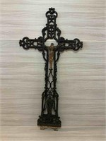 CAST IRON FRENCH VICTORIAN CROSS WITH ANGEL