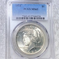 1924 Silver Peace Dollar PCGS - MS63