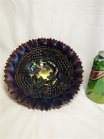 Northwood Carnival Glass Grape & Cable Bowl 8 1/4"