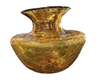 Amber Crackle Glass Vase