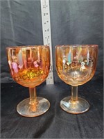 Vintage Marigold Carnival Glass Goblets