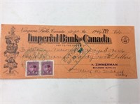1946 Imperial Bank Of Canada Cancelled Cheque
