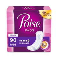 Poise Incontinence Pads for Women 6 Drop/Long 90CT