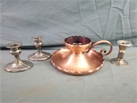 Vintage Gregorian Handheld Copper Candlestick