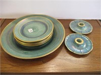 Gustavsberg Green Iridescent Dishes "AS IS"