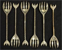 Set six Swiss silver oyster forks