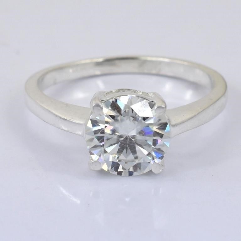 APPR $2100 Moissanite Ring 1.25 Ct 925 Silver