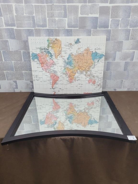 World map wall art and mirror