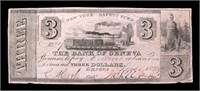 $3 Obsolete bank note, Bank of Geneva, New York,