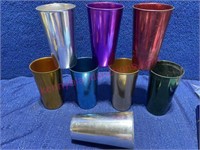 (8) Old Bascal colored alum. cups (5.25in tall)