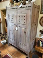 Primitive pine wood cabinet w/ adjustable shelves
