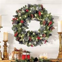 Pre-Lit Artificial Christmas Wreath with Lights