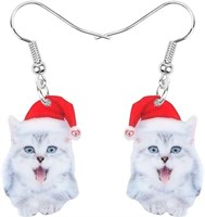 Cute Christmas Cat Earrings Dangle Jewelry For