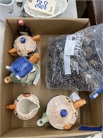 Box of Cottage ware & Pinecones