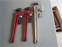 pipe wrenches, one is aluminum