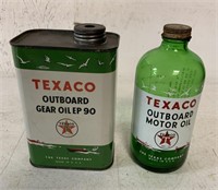 Texaco Outboard bottle and can