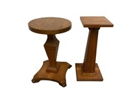 Two small wooden pedestals