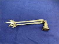 Brass service bell, tongs