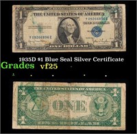 1935D $1 Blue Seal Silver Certificate Grades vf+