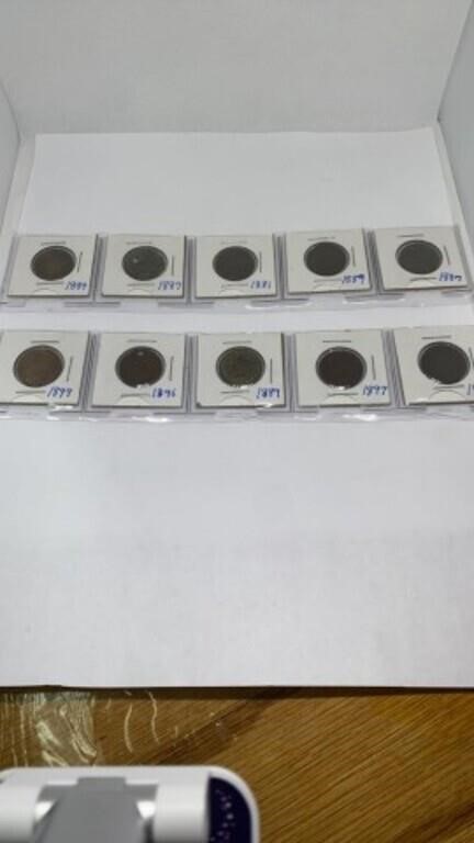 (10) assorted years Indian head pennies