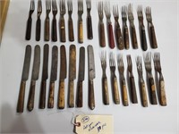30 antique knives forks civil war era wood bone +