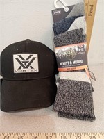 Vortex hat & wool blend boot socks size: 8-12