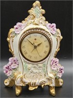 Vintage Porcelain Flowers Electric Mantle Clock