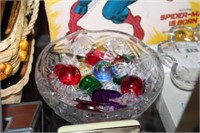 GLASS CANDY IN PRESSED GLASS BOWL