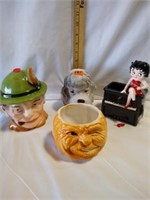 Porcelain Betty Boop Vase, Lidded Head Jar