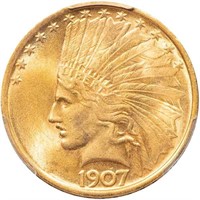 $10 1907 INDIAN, NO MOTTO. PCGS MS64