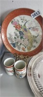 ORIENTAL PLATE AND 2 CUPS