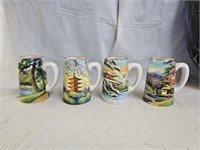 4 Vintage Kutoni China Hand Painted Mugs
